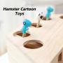 HSHXY Cat Toy Interactive, Solid Wooden Cat Exercise Toy Whack a Mole Mouse Puzzle Box with Different Cute Cartoon Toys, Motion Activated Fun for Kittens