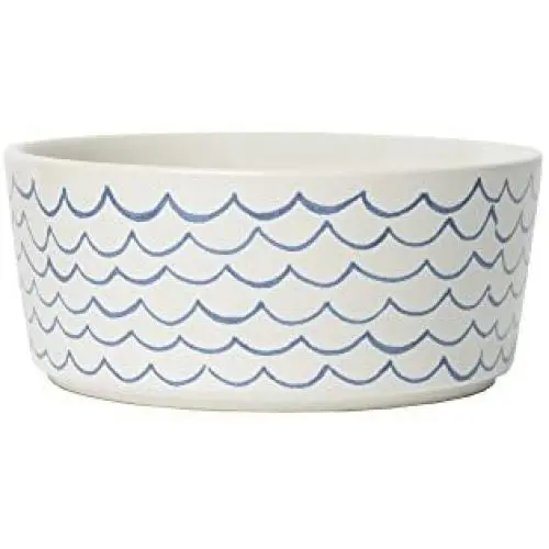 Waggo Sketched Wave Ceramic Dog Bowl Blue/White Durable Dog Food and Water Pet Dish Waggo Sketched Wave Ceramic Dog Bowl Blue/White Durable Dog Food and Water Pet Dish