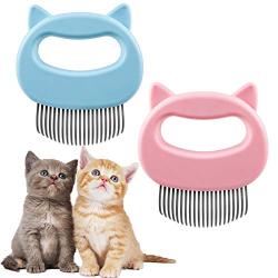 2 Pieces Pet Shell Comb Pet Hair Removal Comb Leo Paw Cat Comb Massager Pet Grooming Brush Shedding Brush for Dog Cat Hair for Removing Matted Fur, Knots and Tangles (blue+pink)