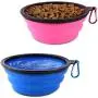 HaoDeng Collapsible Dog Bowl, 2 Pack (Pink+Blue) Collapsible Dog Water Bowls for Cats Dogs, Portable Pet Feeding Watering Dish for Walking Parking Traveling with 2 Metal Carabiners HaoDeng Collapsible Dog Bowl, 2 Pack (Pink+Blue) Collapsible Dog Water Bowls for Cats Dogs, Portable Pet Feeding Watering Dish for Walking Parking Traveling with 2 Metal Carabiners
