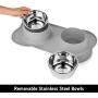 DogBuddy Dog Bowls, Dog Bowl for Food & Water, Dog Food Bowls for Medium & Large Dogs, Stainless Steel Dog Bowls, Dog Feeder with Dog Bowl Mat, Pet Bowl & Pet Food Mat Set