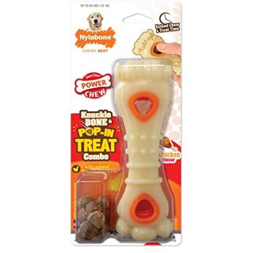 Nylabone Power Chew Knuckle Bone & Pop-in Treat Toy Combo