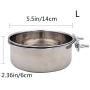 Pet Food Water Bowl with Clamp Holder Stainless Steel Coop Cup Hanging Feeder for Dog Bird Parrot Cat Rabbit