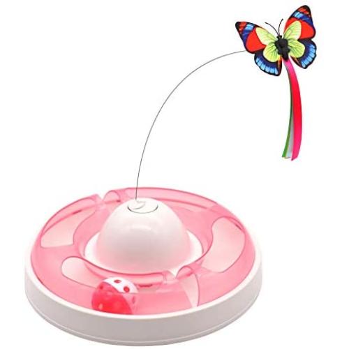 Interactive Cat Toys for Indoor Cats Automatic Electronic Rotating Butterfly Cat Toy with Roller Tracks Ball, Exercise Hunting Toy Games Funny Gifts for Kitten Pet Cat Supplies