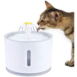 YUNDING Cat Water Fountain Mute Prevent Dry Burning 2L Water Level Window with Led Light Automatic Flower Pet Fountain Dog Water Dispenser for Cats(Color:White)