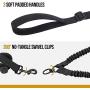 Large Tactical Dog Harness Sets, No Pulling Adjustable Dog Vest Harness, Heavy Duty Dog Harness with 3 Handles(Black)