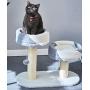 LUCKITTY 2 Tier Cat Tree Platforms with Scratching Posts, Sherpa Perch Style Bed,and Hanging Ball Toy for Cats and Kittens,Kitty Activity Center Cat Tower Furniture