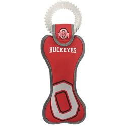 Pets First NCAA Ohio State Buckeyes Dental Dog TUG Toy with Squeaker. Tough PET Toy for Healthy Fun, Teething & Cleaning Pets Teeth & Gum. (OH-3310)