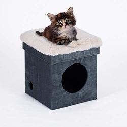 Generies Funny Living Collapsible cat House,cat Cube,Ottoman, Foldable cat condo,cat Sleeper,cat Cushion,cat Hiding Place.