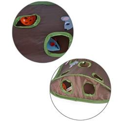 TeenTop Pet Cat Mice Toy Hide Seek Game Collapsible Puzzle Exercise Toy 9 Holes Mouse Hunt with Bells Cat Supplies for Kitten Exercise 1PC