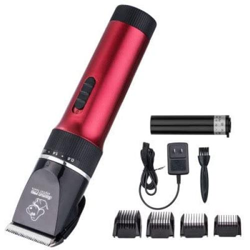 LOVEPET Pet Beauty Hair Clipper Professional Dog Fader Low Noise Rechargeable Electric Hair Trim Set Suitable for Pets Dogs and Cats (Red)