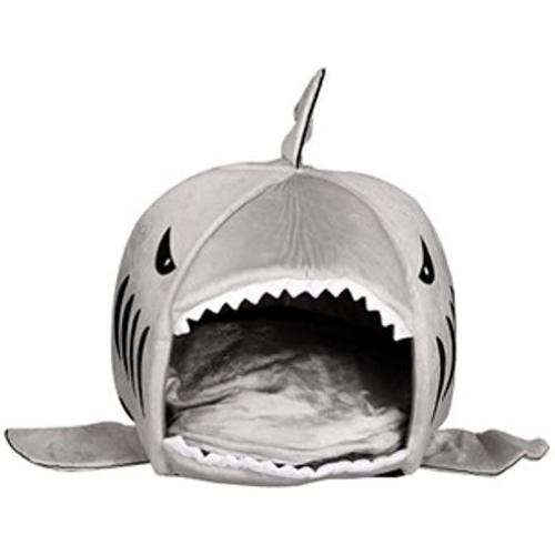 HUIFENG Shark Round House Puppy Bed with Pet Bed Mat