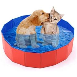 mcgrady1xm Collapsible Pet Dog Bath Pool, Kiddie Pool Hard Plastic Foldable Bathing Tub PVC Outdoor Pools for Dogs Cat Kid