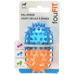 FOUFIT Pill Spiker TPR Dog Chew Toy, 3'', Blue/Orange