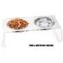 Lubber Elevated Acrylic Dog Bowls Pet Feeder Stand with 2 Stainless Steel Bowls