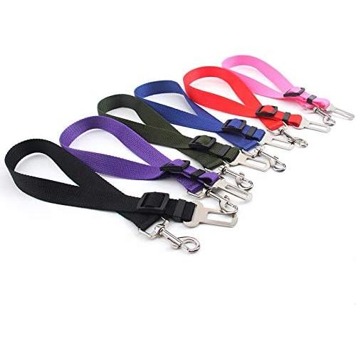 Artshu 2pcs Random Color Pet Dog Cat Car Seat Belt Adjustable Harness Seatbelt Lead Leash for Small Medium Dogs Travel Clip Pet Supplies 5 Color