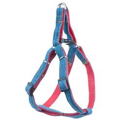 Bagoo Pets - Dog Harness & Dog Leash Collar for Small, Medium and Large Dogs - Adjustable & Durable Denim Dog Accessories - No Choke No Pull Gentle Dog Vest and Dog Collar - Perfect for Training Pet