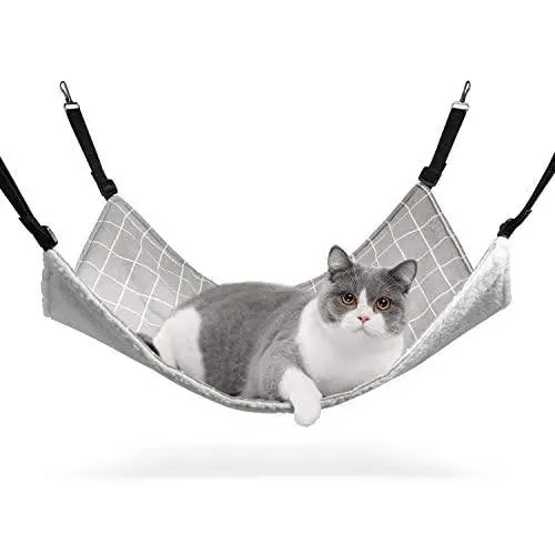 ComSaf Reversible Cat Hammock, Breathable Pet Cage Hammock with Adjustable Straps and Metal Hooks, Double-Sided Hanging Pet Hammock Bed for Cats, Ferret, Puppy, Other Small Animals, 22 x 19 inch ComSaf Reversible Cat Hammock, Breathable Pet Cage Hammock with Adjustable Straps and Metal Hooks, Double-Sided Hanging Pet Hammock Bed for Cats, Ferret, Puppy, Other Small Animals, 22 x 19 inch