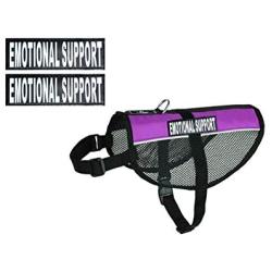 Emotional Support Service Dog mesh Vest Harness Cool Comfort. Purchase Comes with 2 Reflective Emotional Support Removable Patches. Please Measure Your Dog Before Ordering (Girth 11-14'', Purple)