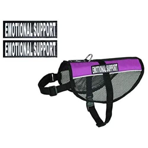 Emotional Support Service Dog mesh Vest Harness Cool Comfort. Purchase Comes with 2 Reflective Emotional Support Removable Patches. Please Measure Your Dog Before Ordering (Girth 11-14'', Purple)