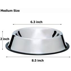 Mlife Stainless Steel Dog Bowl with Rubber Base for Small/Medium/Large Dogs, Pets Feeder Bowl and Water Bowl Perfect Choice (Set of 2)