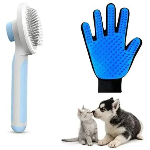 KuraMart Self Cleaning Slicker Brush & Pet Massage Grooming Glove for Dogs and Cats,Gently Pet Massage Grooming Tool Hair Remover Brush for Shedding,Efficient Deshedding Brush Glove Mitt KuraMart Self Cleaning Slicker Brush & Pet Massage Grooming Glove for Dogs and Cats,Gently Pet Massage Grooming Tool Hair Remover Brush for Shedding,Efficient Deshedding Brush Glove Mitt