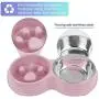FPVERA Double Dog Cat Bowls with Slow Eating Design Pets Food Mat Feeding Water Bowl for Cats and Small Dogs FPVERA Double Dog Cat Bowls with Slow Eating Design Pets Food Mat Feeding Water Bowl for Cats and Small Dogs