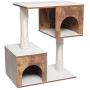 USIKEY Wooden Cat Tree with 2 Cozy Plush Condos, Cat Tower with Soft Protective Cushion and Sisal Posts, Cat Activity Tree with Cave, Kittens Activity Center, Easy Cleaning