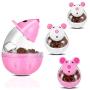 PORTOWN 4 Pcs Cat Food Ball Dispenser, Small Cat Food Balls Slow Feeder Mice Shaped Tumbler Cat Food Toy Cat Treat Toy Feeder Toy for Interactive IQ Treat Training(Pink,White)