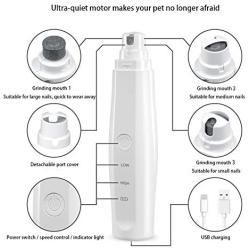 DuofLily Dog Nail Grinder, Electric Pet Nail Clippers Paw Care Trimmer Grooming Tools 2-Speed USB Rechargeable Painless Smoothing for Small Medium Large Dogs and Cats