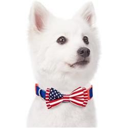 Blueberry Pet 6 Patterns Patriotic Spirits Flags Collection - American Flag, UK, France Bowtie Collars