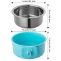 WeTest Crate Dog Bowl-Stainless Steel Removable Hanging Food Water Bowl Cage Coop Cup for Pet,Blue (LJ-ZLK-110808)