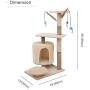 Famgizmo Cat Tree | Sisal Scratching Posts | 90cm Stable Cat Tower with Cat Cave | Cat Kitten Activity Centre | Dangling Toys | Cat Condo | Cat Furniture | Climbing Tower | Beige & Dark Blue