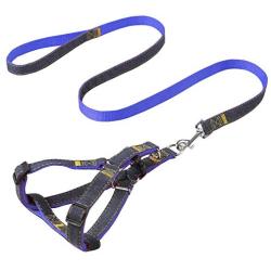 Dog Harness and Leash Set Adjustable Dog Harnesses Denim Rope Leash for Small Medium Dogs Durable Pet Vest