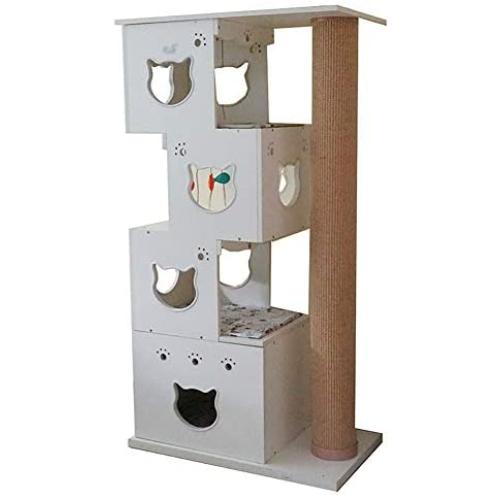 Wood Cat Climbing Frame Cat Tower Tree Multi-Layer Cat House Comfortable Cat Activity Centre Four Seasons Universal Run-anmy0716