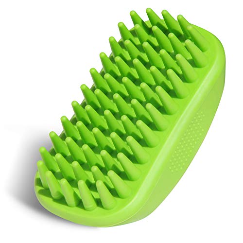 Premium Pet Shampoo Brush Great Grooming Comb for Shampooing and Massaging Dogs, Cats, Horse with Short or Long Hair - Soft Rubber Bristles Shedding/Washing Brush Gently Removes Loose & Shed Fur.