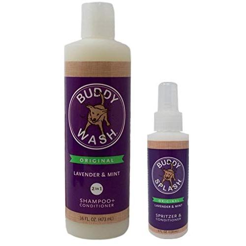 Buddy Wash Shampoo and Conditioner Plus Spritz Lavender Mint Dog Grooming Bundle (4-16 Ounces)