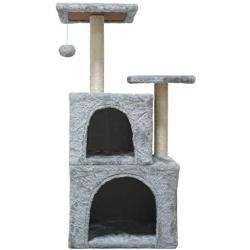 MIAO PAW 1Cat Tree CatTower Cat Condo Cat Furniture Activity Center Kitten Play House Cat Bed Sisal Scratching Posts and Double Platforms Grey