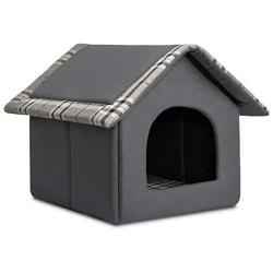 Hollypet Cozy Pet Bed Warm Cave Nest Sleeping Bed Puppy House for Cats and Small Dogs, Gray