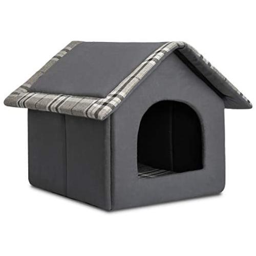 Hollypet Cozy Pet Bed Warm Cave Nest Sleeping Bed Puppy House for Cats and Small Dogs, Gray