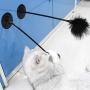ocijf179 Cat Toy Pet Cat Kitten Feather Suction Cup Bell Teaser Interactive Wand Chew Play Toy - Black
