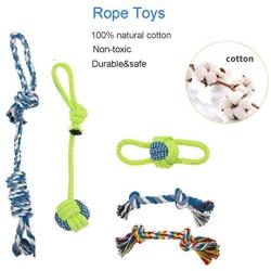 Hestarpet Dog Rope Toy for Puppies, 5 Pcs Pet Interactive Chewing Rope Ball Toys, Natural Cotton Chew Toys for Small Medium Dog Puppy Training Playing Teeth Cleaning