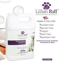 Lillian Ruff Brightening & Whitening Shampoo for Dogs – Tear Free Coconut Scent with Aloe for Dry & Sensitive Skin – Adds Shine & Luster to Coats