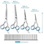 DELOMO Pet Scissors for Dogs & Cats with Safety Round Tips, 5 in 1 Pet Grooming Scissors Set, Pet Cutting Scissors Kit with Thinning, Straight, Curved Shears and Comb for Long or Short Hair Pets