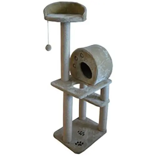 Iconic Pet Multi Level Cat Tree Condo Furniture with Sisal Posts in Beige Color – Durable Cat Activity Center, Sisal Roped Scratching Towers & Plush Toy to Play, Elegant for Cats/Kittens Iconic Pet Multi Level Cat Tree Condo Furniture with Sisal Posts in Beige Color – Durable Cat Activity Center, Sisal Roped Scratching Towers & Plush Toy to Play, Elegant for Cats/Kittens