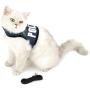 SMALLLEE_LUCKY_STORE Police Print Soft Mesh Denim Cat Harness and Leash Set for Walking Escape Proof Adjustable No Pull Choke Boy Small Puppies Kitten Rabbit Dog Harness Vest, Dark Blue