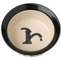 PetRageous 10184 Pooch Basics Stoneware Dog Water Bowl with 2-Cup Capacity 6-Inch Diameter 2.5-Inch Tall for Small and Medium Dogs and Cats, Black and Natural