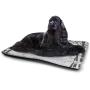 DayDayFun Winter Pet Food Mat Snow Season Photography Small Wooden Bridge Over Very Cold River at Early Morning Waterproof and Urine-Proof Pet Mat White Brown
