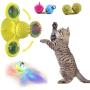 Vigorstar 【Upgraded 3 Balls Windmill Cat Toy, Interactive Cat Toys, Automatic Cat Toy, Spinning Bells Catnip Balls LED Light Ball, Cat Toothbrush, Suction Cup Base Pet Chew Fun Kitten Kitty Gift