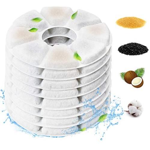 KINOUCHI [Pack of 8] Cat Water Fountain Replacement Filters, Upgraded Activated Carbon Filter for Pet Cat/Dog Water Dispenser